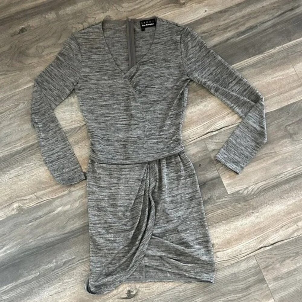 The Kooples Mock-Wrap Mini Dress — Gray — Women’s Size Small